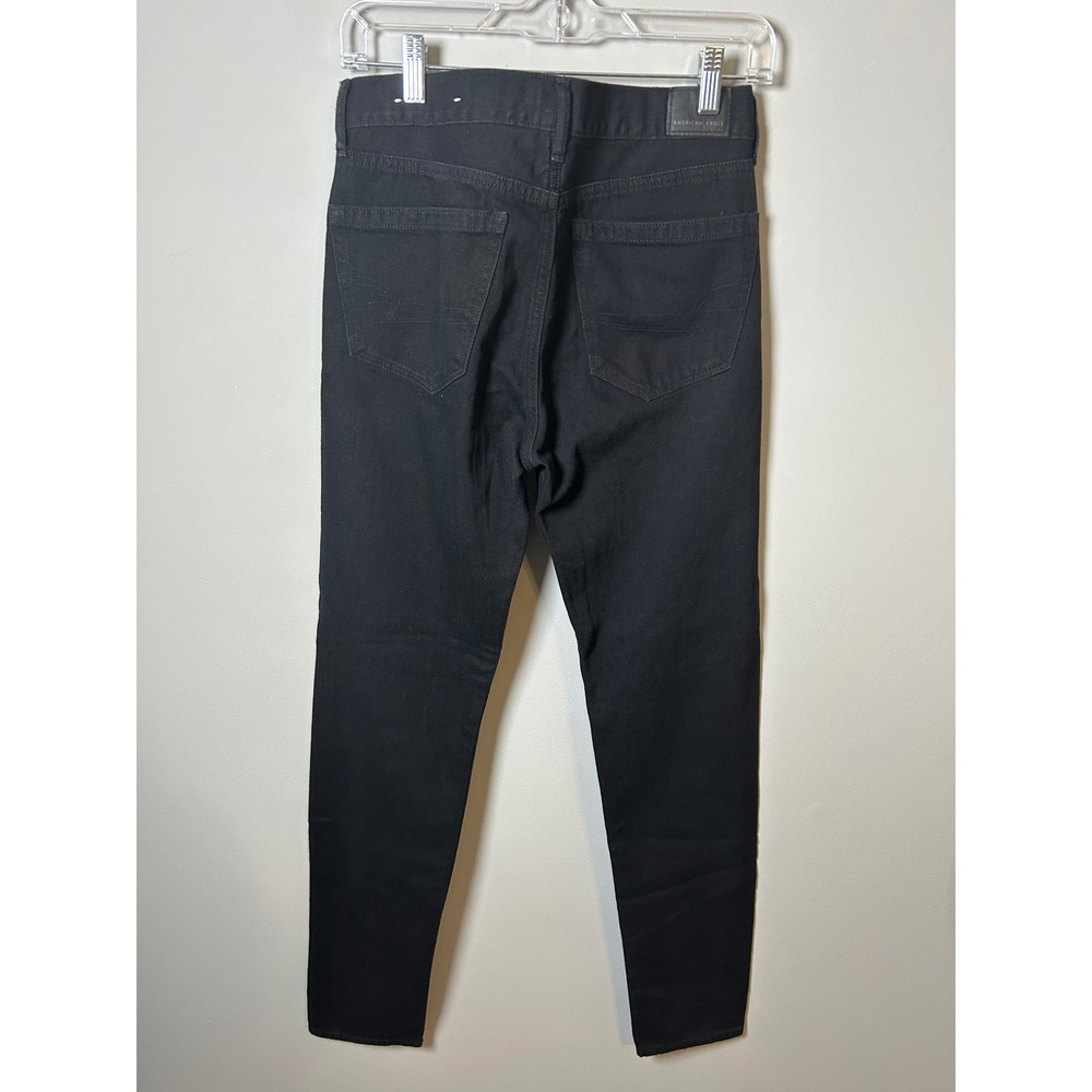American Eagle Black Skinny Jeans High Waisted Button Fly Size 2 X-Long 1662-001 - Picture 2 of 6